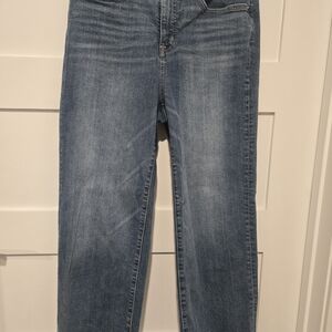 J. Crew High Rise Slim Wide Leg Jeans with Frayed Hem Casual Basic